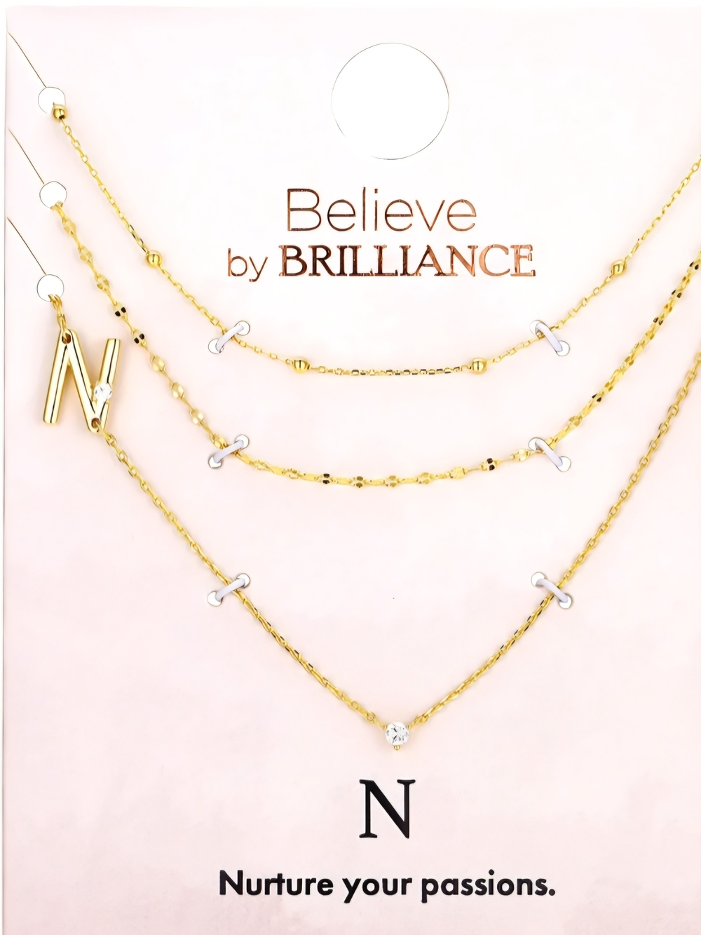 Believe by Brilliance N Triple Chain Initial Necklace Set in 14KT Gold Plated